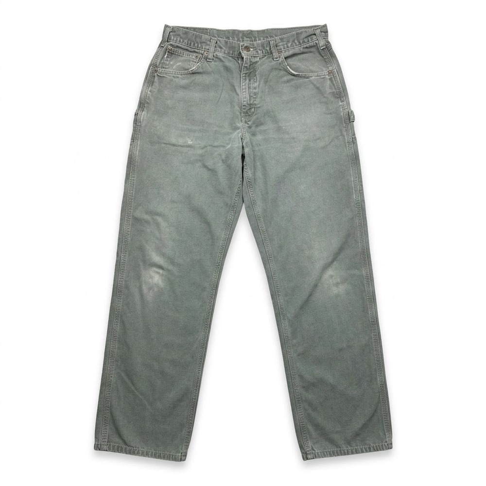 Carhartt B159 DMS Loose Fit Canvas Carpenter Pant Mens 36x32 Green Work Dungaree
